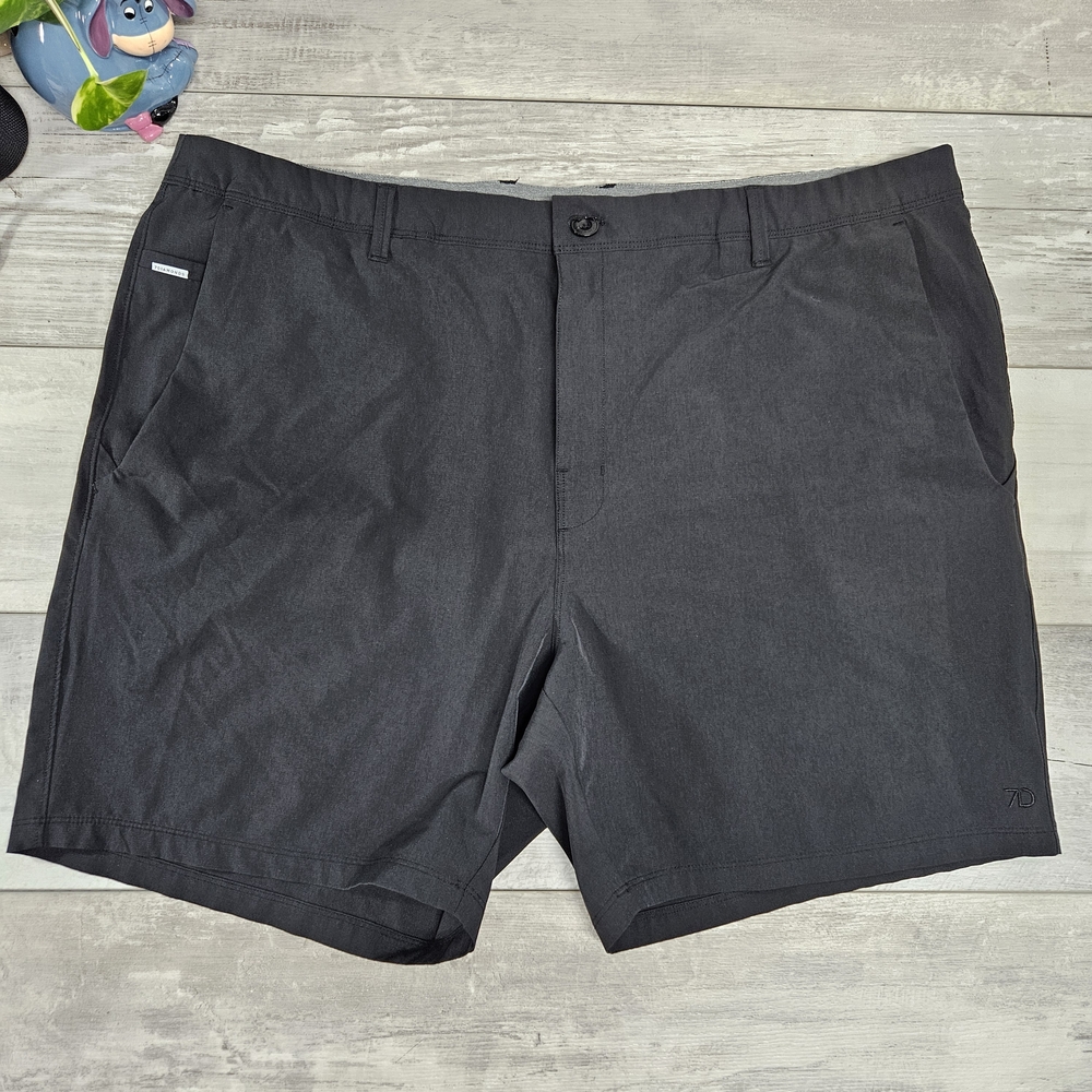 7 Diamond Crossroads Shorts Mens 42 Black 7" Inseam Flat Front Chino Casual